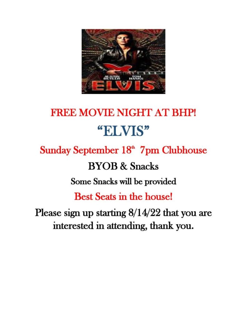 Movie Night - Sept. 18, 2022 - Elvis